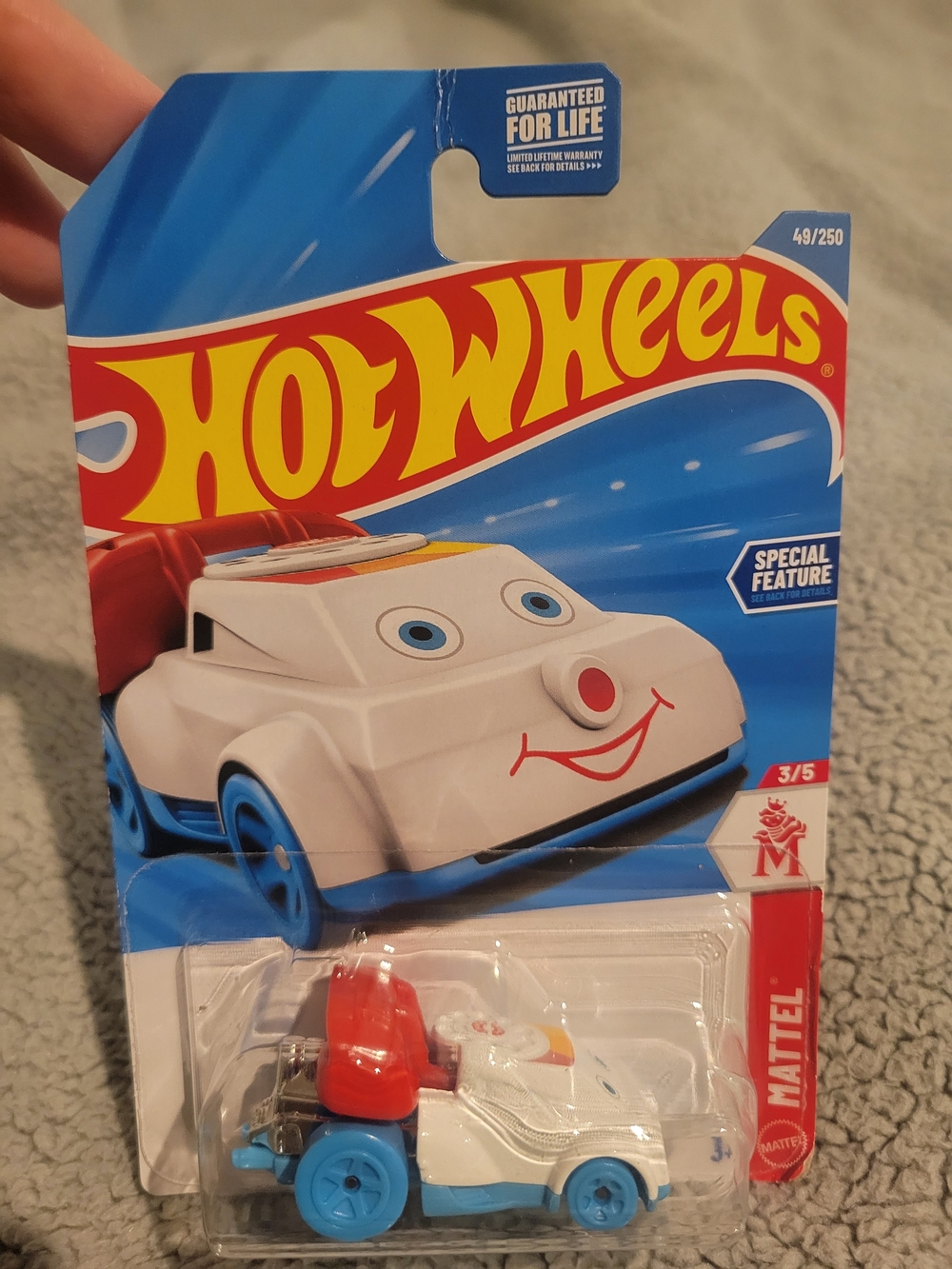 Hot Wheels White and Blue Smiling Toy Car by Hot Wheels